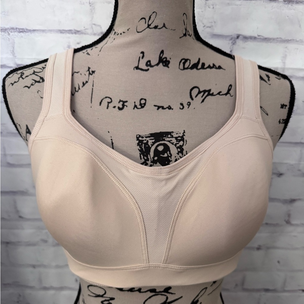 Wacoal Contour High Impact Underwire Sports Bra 36D Beige 853209 Mesh Gym